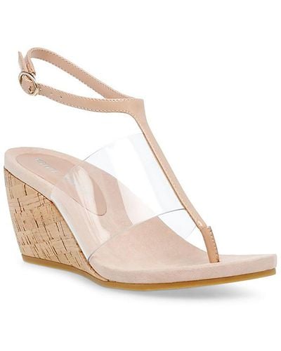 Anne Klein Ivana Faux Leather T-strap Wedge Heels - Natural