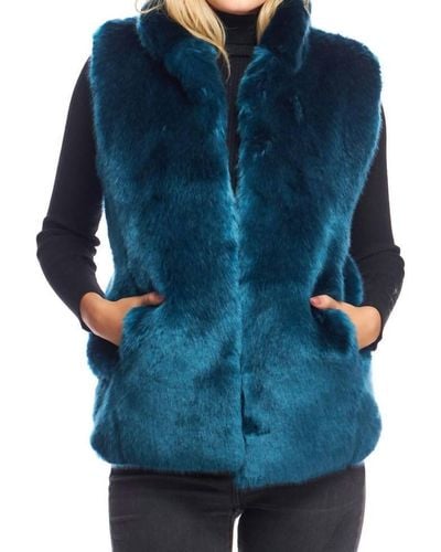 Fabulous Furs Mink Faux Fur Couture Vest - Blue