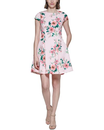 Jessica Howard Petites Floral Print Mini Fit & Flare Dress - White