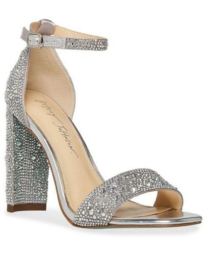 Betsey Johnson Rina Satin Embellished Evening Sandals - Metallic