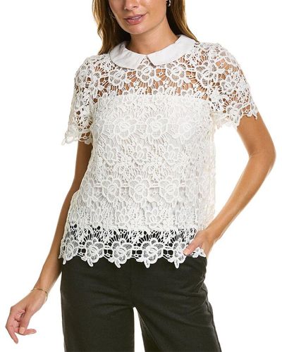 Nanette Lepore Fanciful Lace Top - Gray