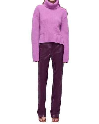 Jonathan Simkhai Adrienne Buttoned Turtleneck Top - Purple