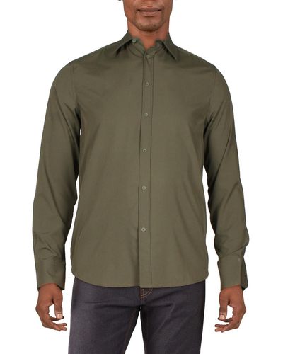 Kenneth Cole Woven Long Sleeves Button-down Shirt - Green
