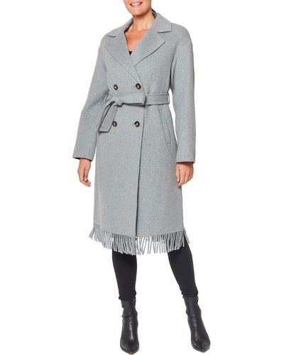 Vince Camuto Fringe Belted Trench Coat - Gray