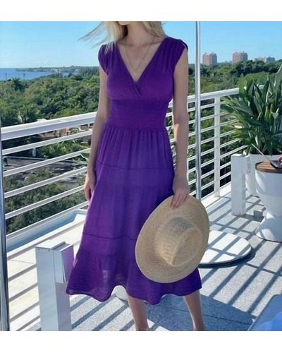 Felicite Smocked Gauze Dress - Purple