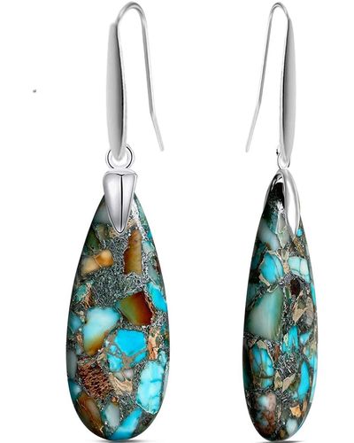 Liv Oliver Silver Turquoise Pear Drop Earrings - Blue