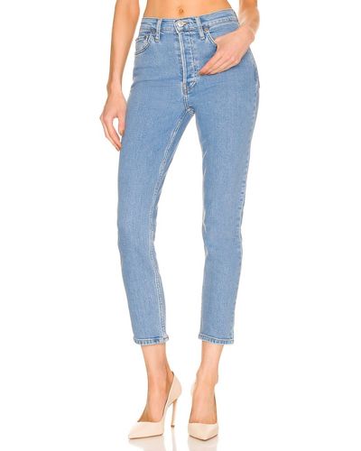 RE/DONE 90s High Rise Ankle Crop Jeans - Blue