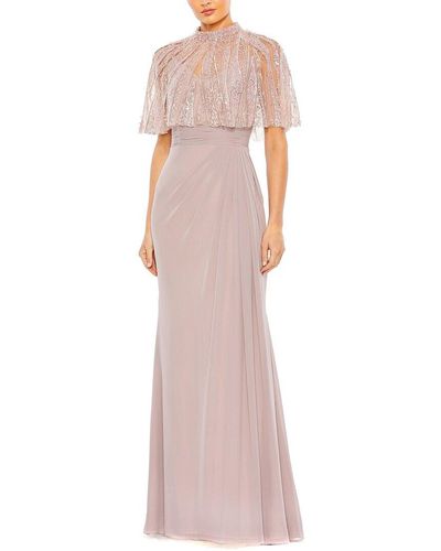 Mac Duggal Sleeveless Gown With Embellished Cape - Pink