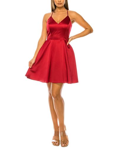 B Darlin Juniors Satin Lace Back Mini Dress - Red