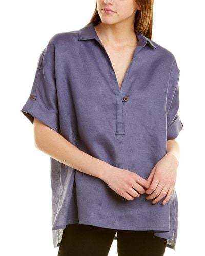 Go> By Go Silk Go>silk Oversized Linen Tunic - Purple