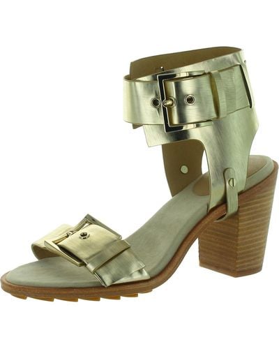 Rachel Zoe Reeve Metallic Ankle Strap Heels - Green
