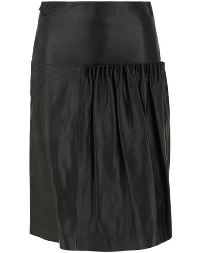 Ferragamo Leather Knee Length Skirt - Black