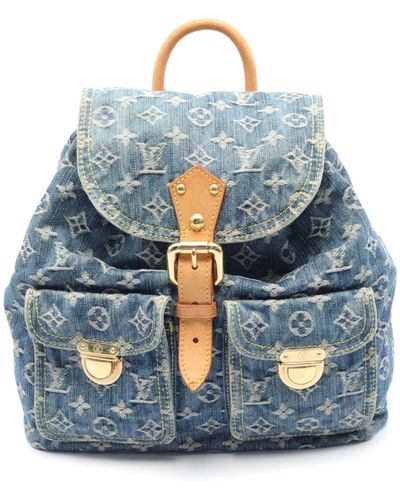 Louis Vuitton Sac Ad Gm Monogram Denim Backpack Rucksack Denim Leather - Blue