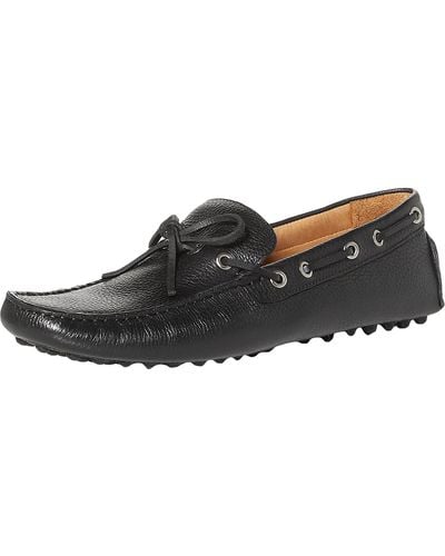 The Men's Store Tie Driver Leather Square Toe Loafers - Black