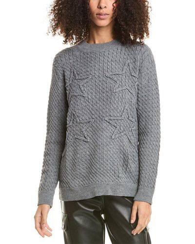Chrldr Cable Stars Oversized Cable Sweater - Gray