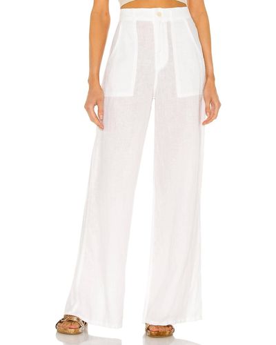 Enza Costa Linen Hi-waist Wide Leg Pant In White