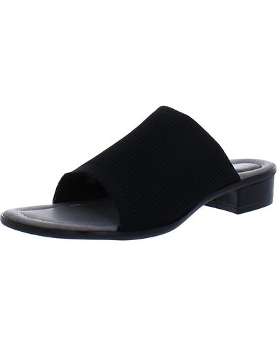 David Tate Minty Leather Open Toe Slide Sandals - Black