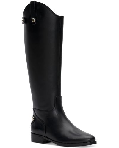 INC Aleah Leather Side Zip Knee-high Boots - Black