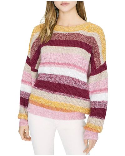 Sanctuary Blur The Lines Striped Crew Neck Sweater - Pink