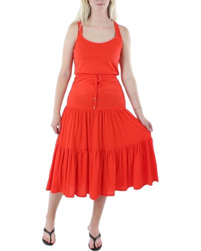 Lauren by Ralph Lauren Tie Sleeveless Midi Dress - Red