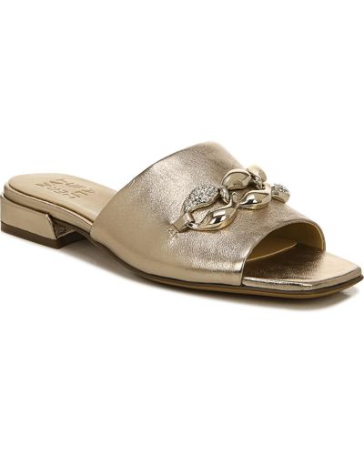 Naturalizer Angie Leather Square Toe Slide Sandals - Brown