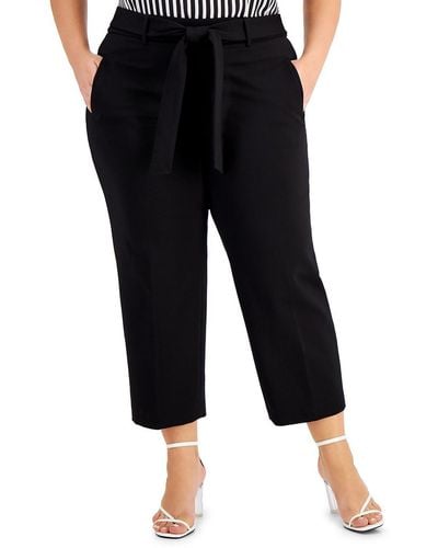BarIII Plus Suit Separate Woven Cropped Pants - Black