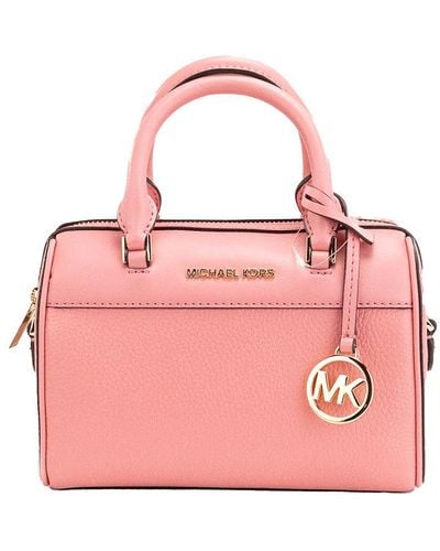 Michael Kors Travel Xs Tea Rose Pebbled Leather Duffle Crossbody Handbag Purse - Pink