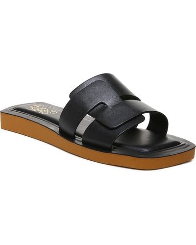 Franco Sarto Capri Leather Slip On Slide Sandals - Black