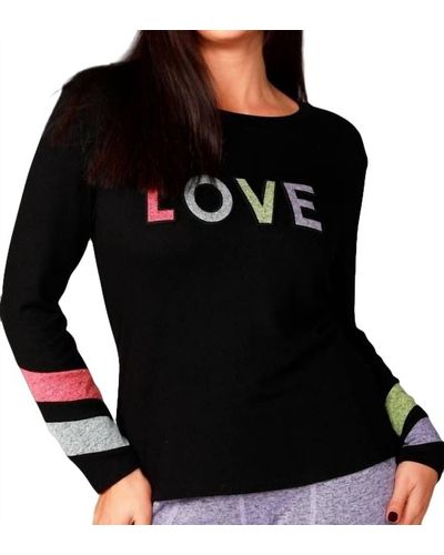 French Kyss Multi Love Crew Top - Black