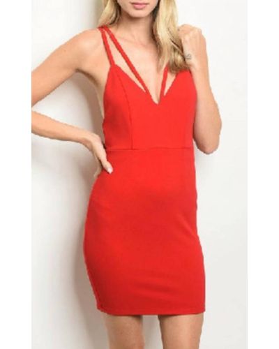 Alythea Low Cut Dress - Red
