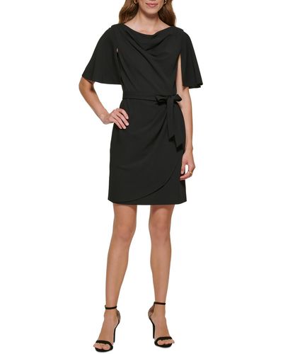 DKNY Cowlneck Mini Wear To Work Dress - Black