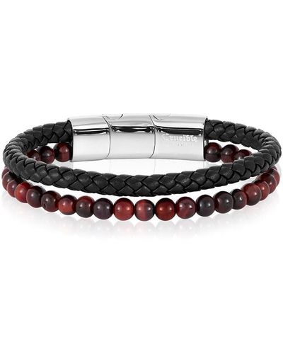 Crucible Jewelry Crucible Natural Stone Bead And Leather Bracelet - 8.25" + 0.5" Ext - Black