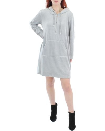 Calvin Klein Velour Mini Sweatshirt Dress - Gray