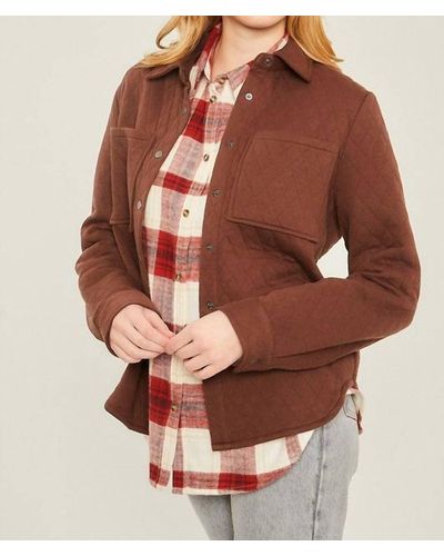Love Tree Diamond Quilted Shacket - Brown