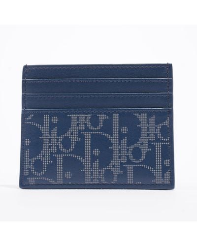 Dior 6 Card Holder Oblique Galaxy Navy Leather - Blue