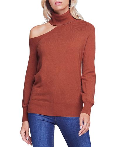 L'Agence Ribbed Trim One Shoulder Sweater - Red