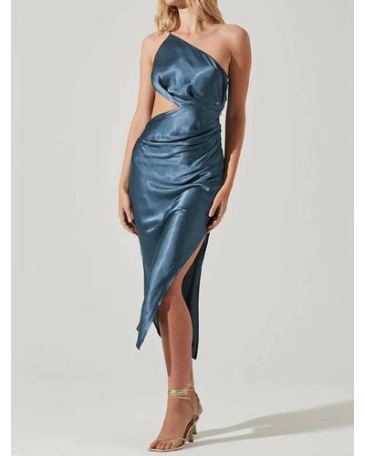 Astr Asymmetrical Slip Dress - Blue