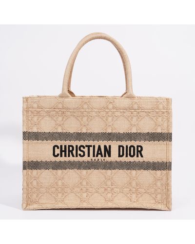 Dior Book Tote Canvas Raffia Medium - Natural