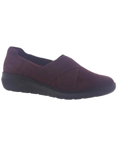 Clarks Kayleigh Slip Suede Textured Loafers - Purple