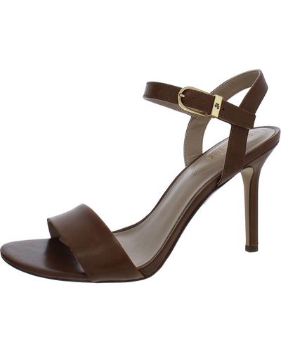 Lauren by Ralph Lauren Leather Ankle Strap Slingback Heels - Brown