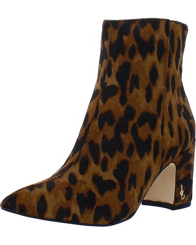 Sam Edelman Hilty Calf Hair Leopard Print Ankle Boots - Natural