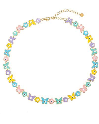 Eye Candy LA Pastel Butterfly Necklace - White