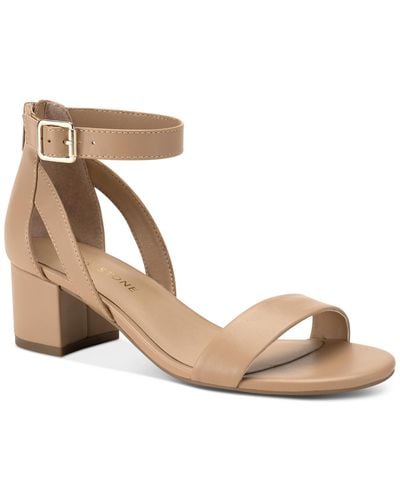 Sun & Stone Jackee Faux Leather Zipper Heels - Natural