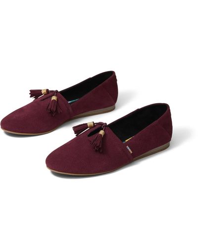 TOMS Kelli Suede Slip On Flats - Red