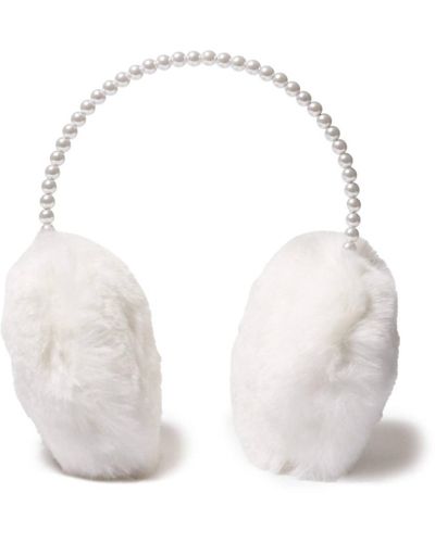 Lele Sadoughi Faux Fur Pearl Earmuff - White