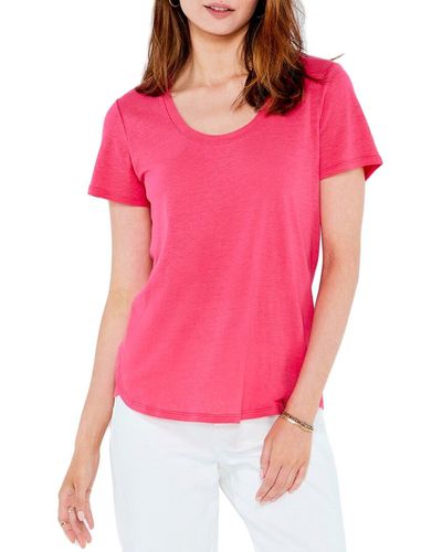 NIC+ZOE Nic+zoe Shirttail Scoop Linen-blend T-shirt - Pink
