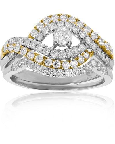 Vir Jewels 1 Cttw Diamond Wedding Engagement Ring Set 14k White Yellow Gold Curve Bridal - Metallic