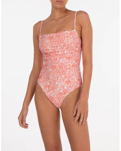 Peony Ruched One Piece Swimsuit - Pink