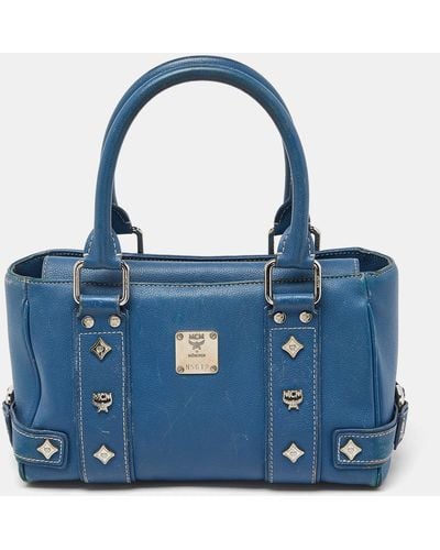 MCM Leather Tote - Blue