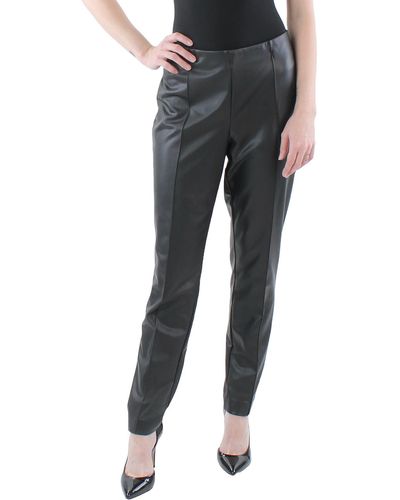 Anne Klein Faux Leather Pintuck leggings - Gray